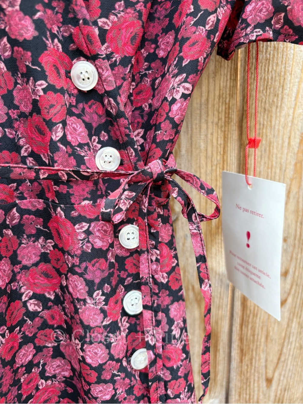 Rouje Gabin Dress Rosier Rouge Midi Wrap Green Size FR 38 US 6 Small Pink Floral - Picture 7 of 17